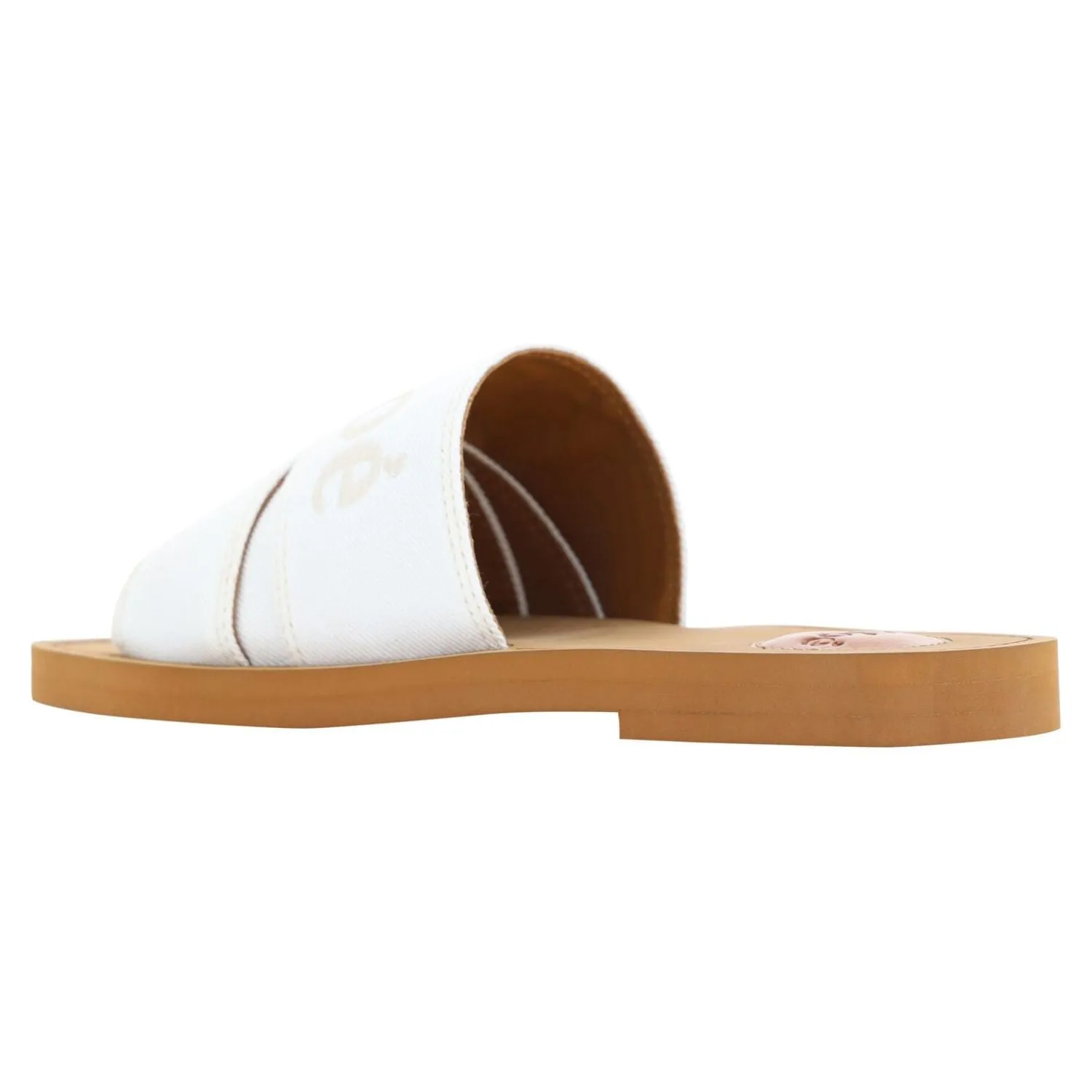 Chloé Elegant White Cotton Slide Sandals