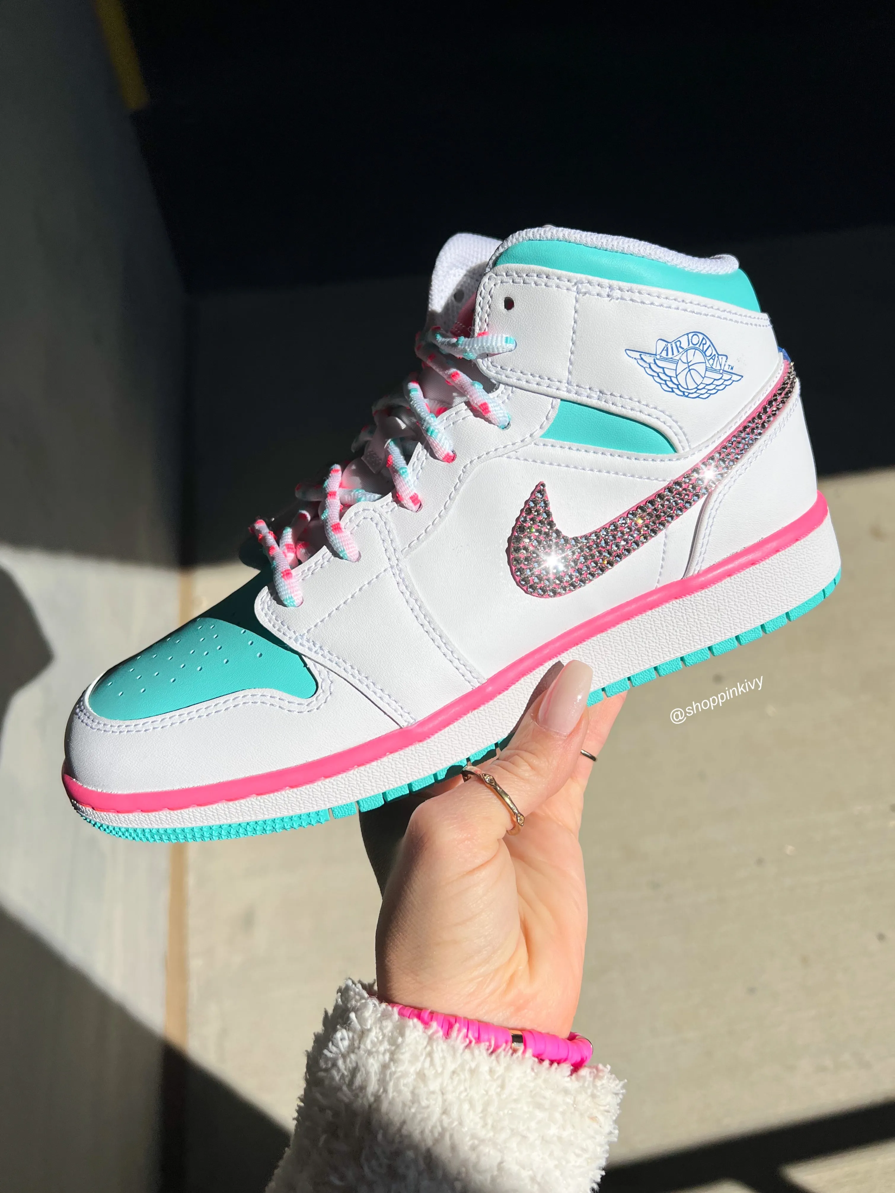 Cotton Candy Swarovski Women’s Air Jordan 1 Mid Shoes