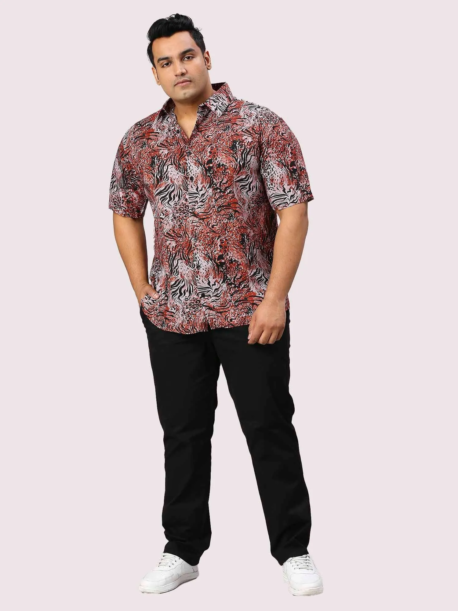 Crimson Digital Printed Half Sleeve Men's Plus Size Shirt