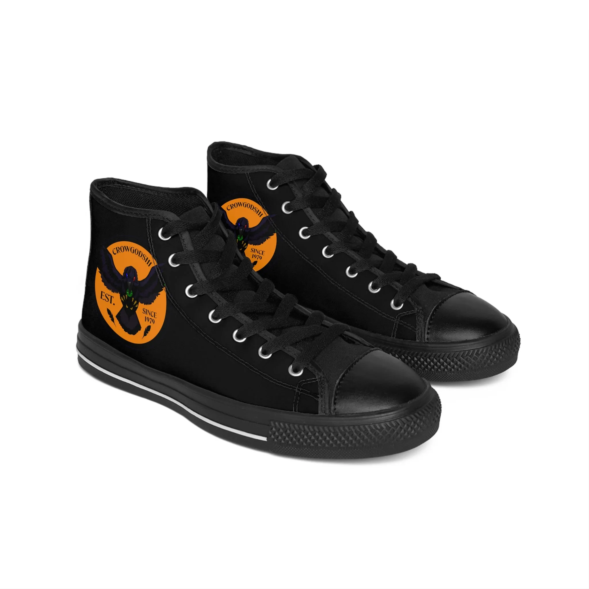 Crowgodshi 2nd Gen. High-Tops, Black on Black w/ ORANGE LOGO