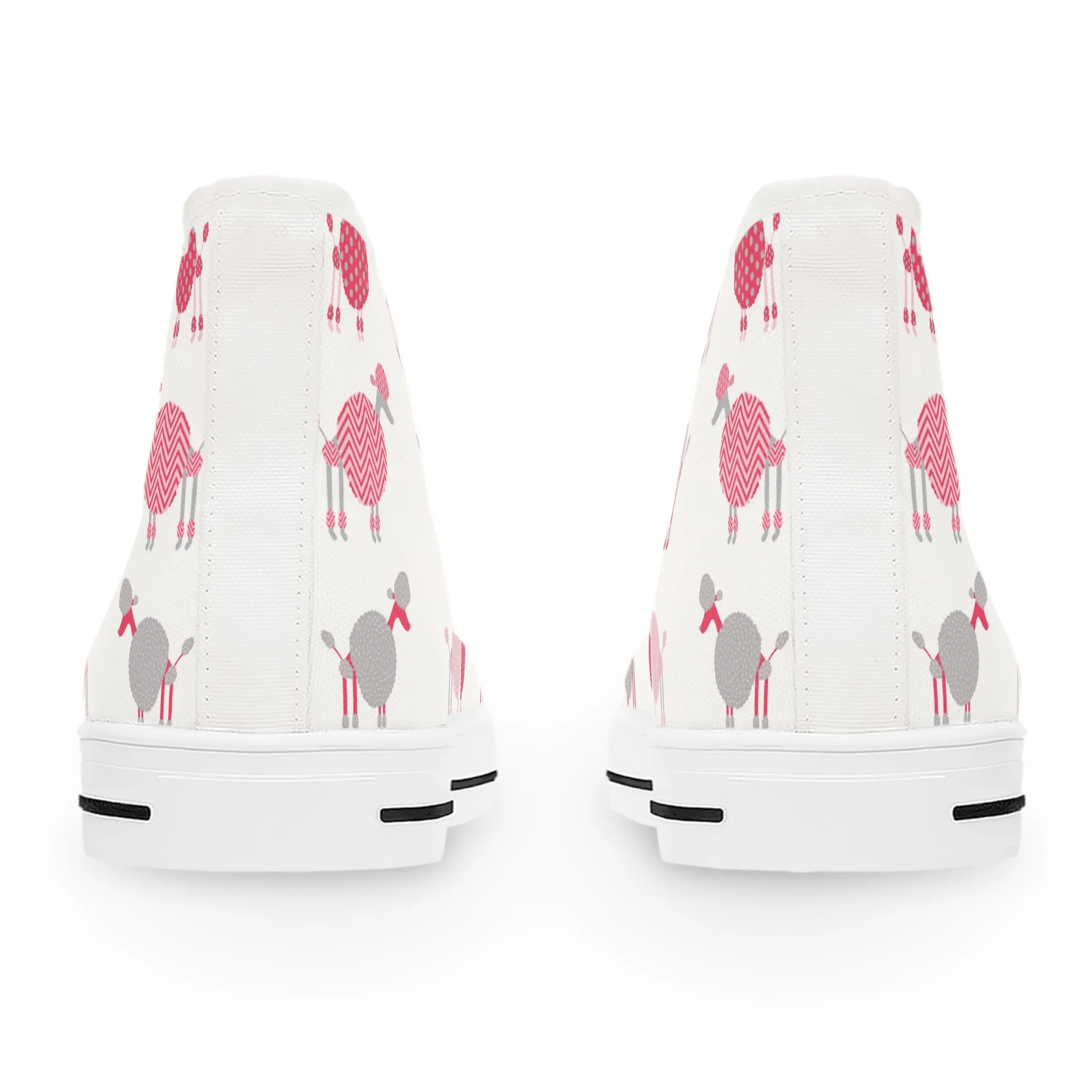 Cute Pink Grey Poodle Women's High Top Sneakers