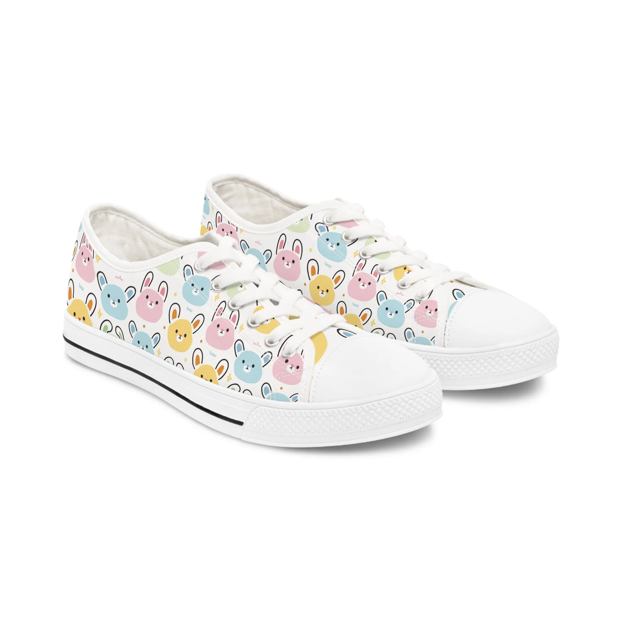 Cute Rabbit Face Women's Low Top Sneakers