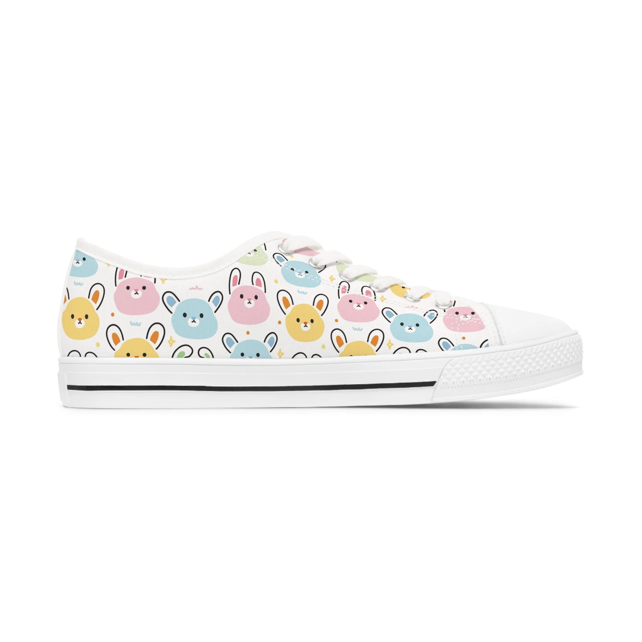 Cute Rabbit Face Women's Low Top Sneakers