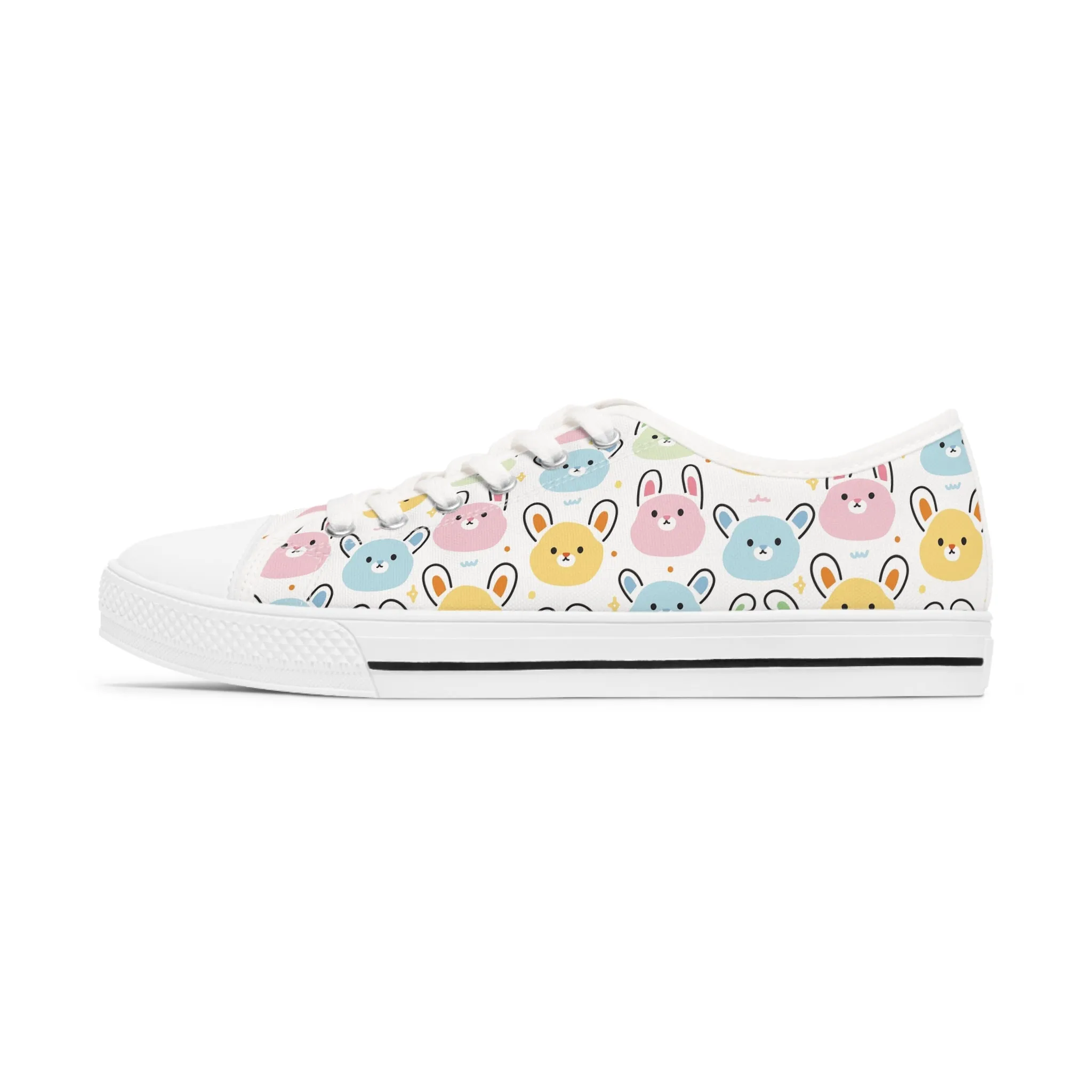 Cute Rabbit Face Women's Low Top Sneakers