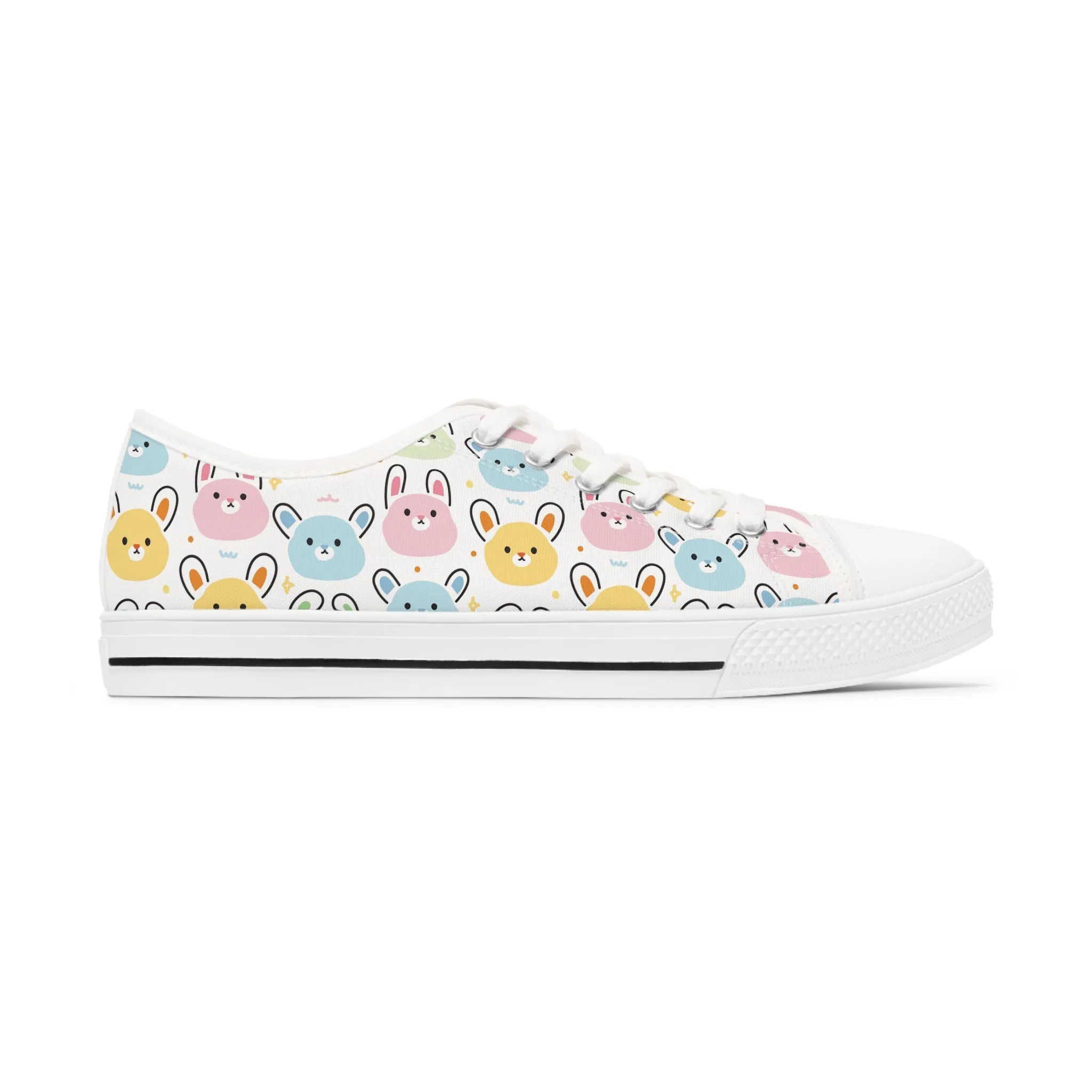 Cute Rabbit Face Women's Low Top Sneakers