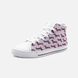 Dachshund Mauve High Top Unisex Canvas Shoes