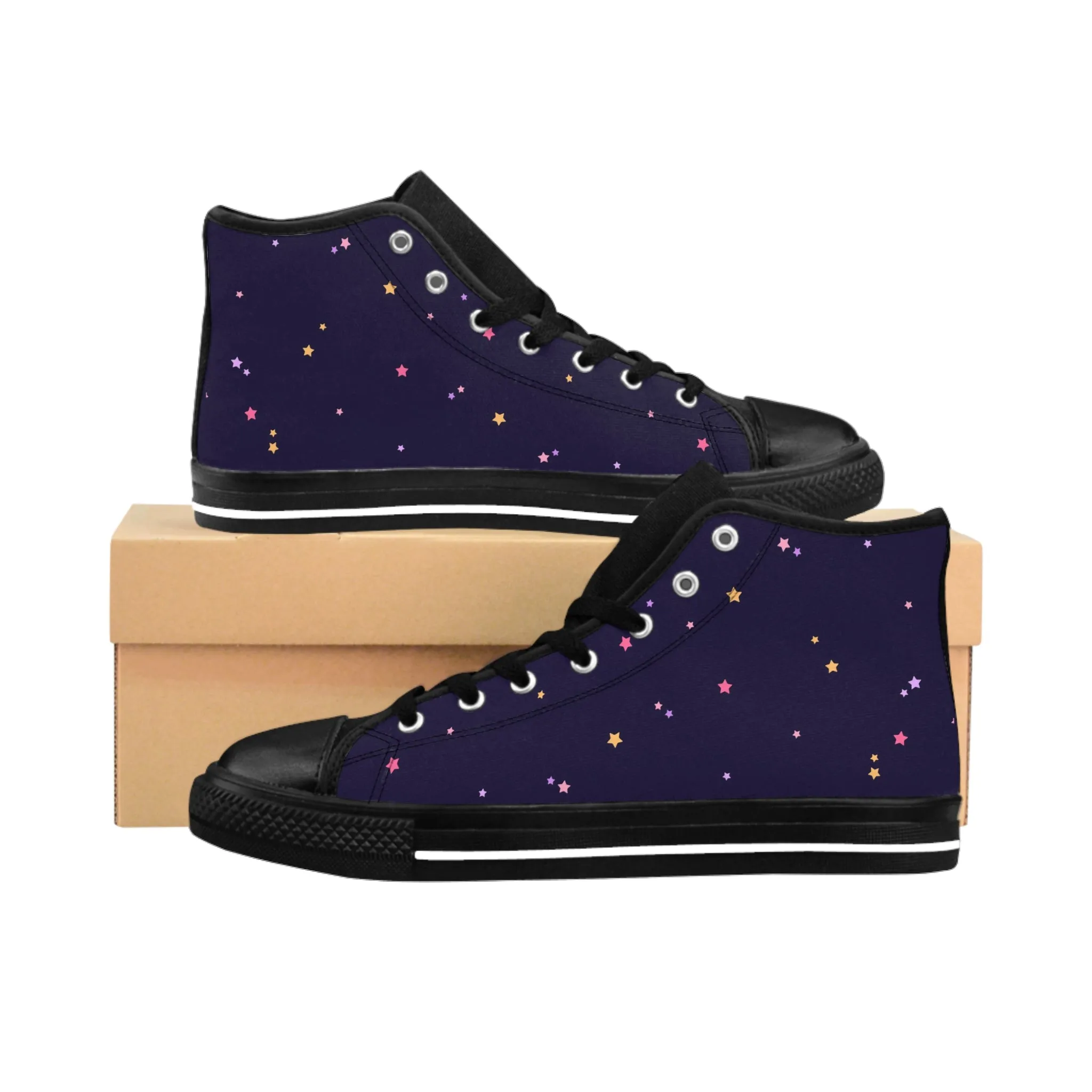 Dark Purple Starry Sky Men's Classic Sneakers