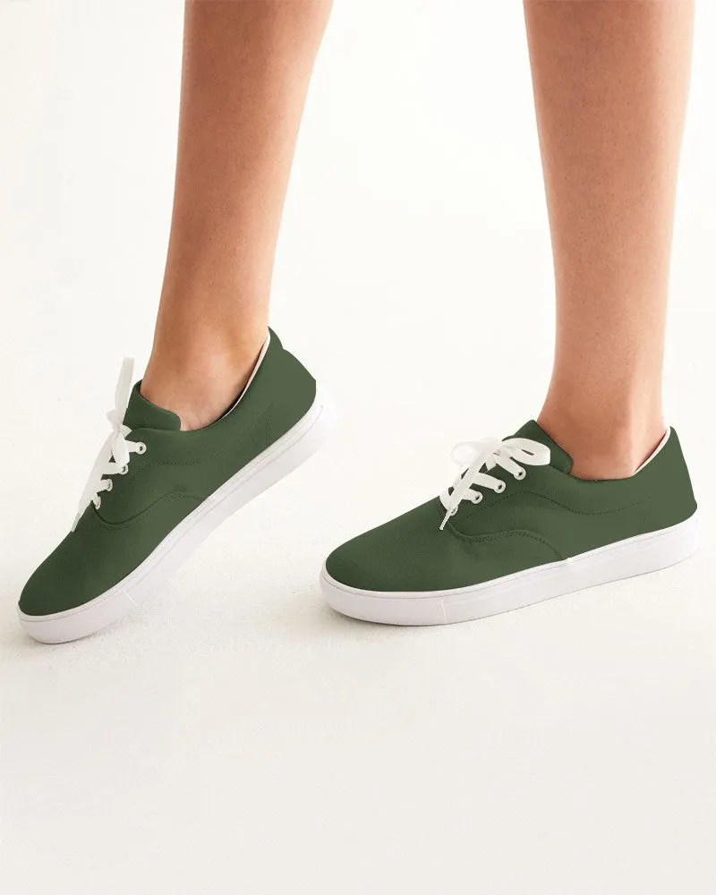 Dark Warm Green Women's Canvas Sneakers | Women's | Dark Pastel Warm Green | C30M0Y60K80