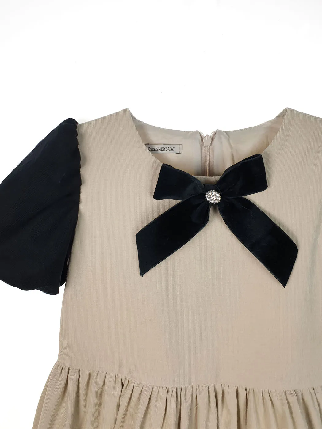 Elegant Corduroy Dress for girl-BLACK FOREST