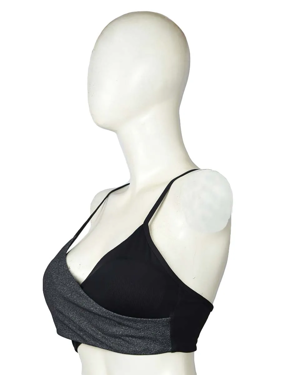 Elegant Cross Stack - Sports Bra - Dark Grey / Black