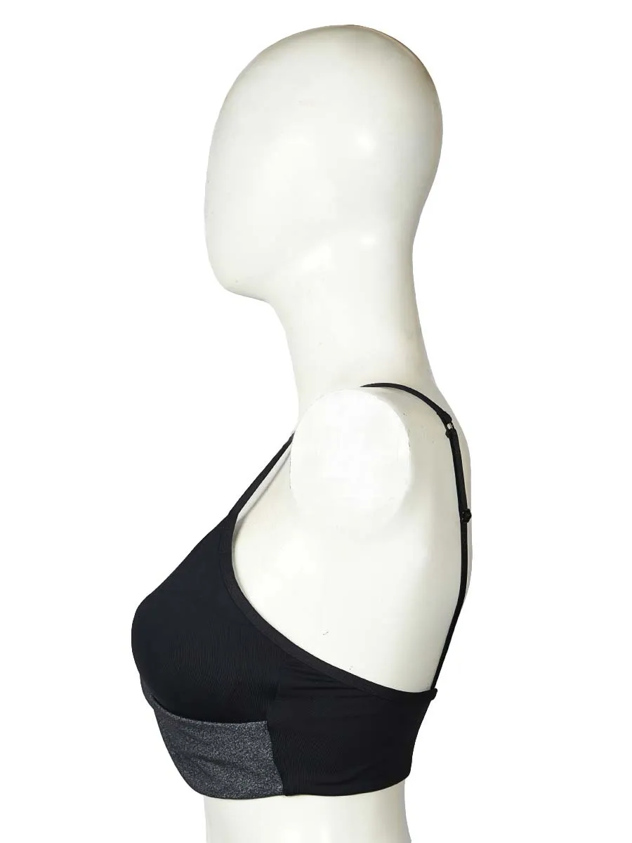 Elegant Cross Stack - Sports Bra - Dark Grey / Black