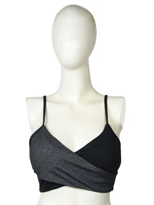 Elegant Cross Stack - Sports Bra - Dark Grey / Black