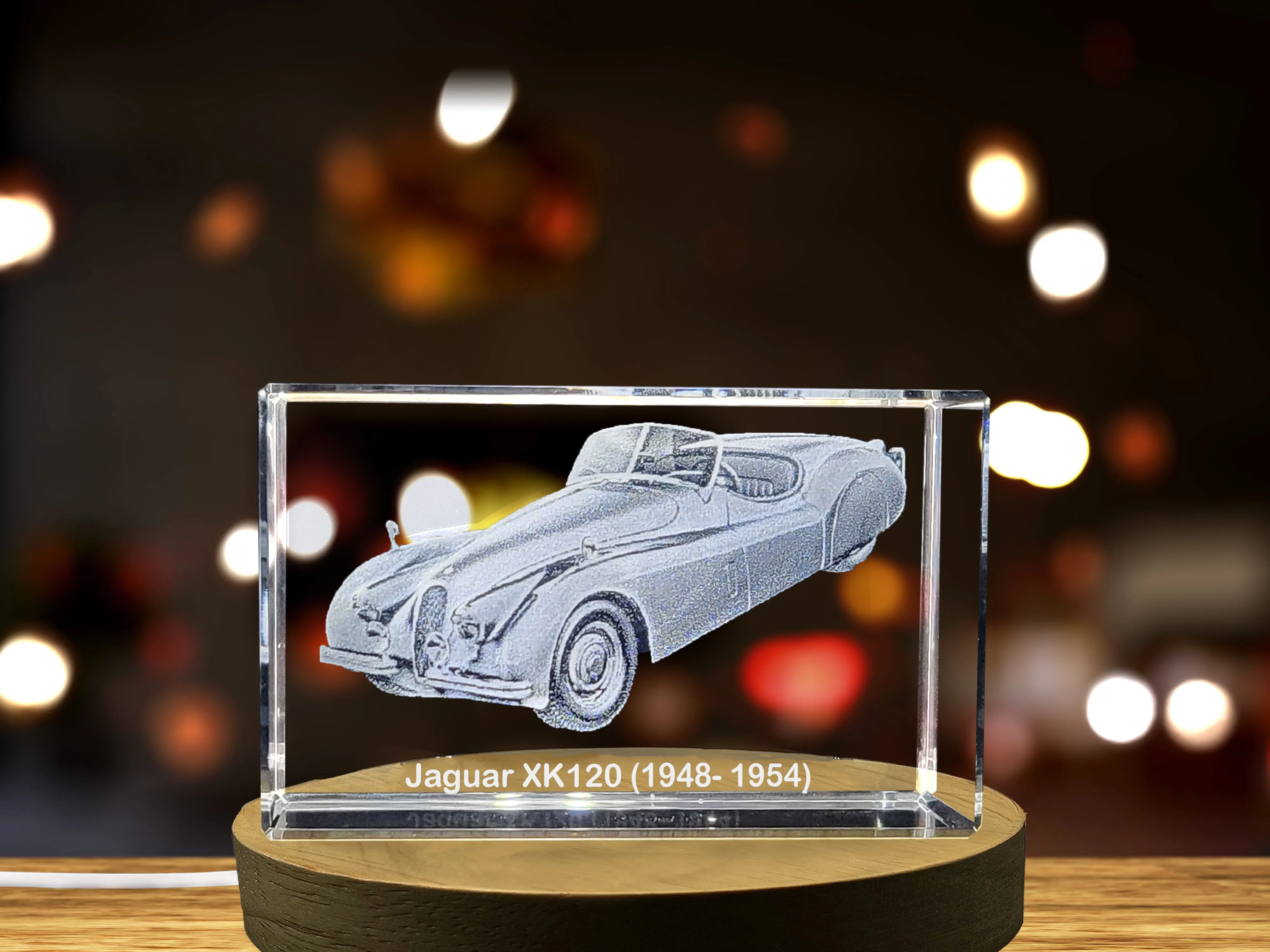 Elegant Power: Jaguar XK120 (1948–1954) - 3D Engraved Crystal Tribute