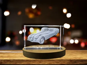 Elegant Power: Jaguar XK120 (1948–1954) - 3D Engraved Crystal Tribute