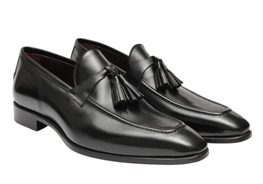 Filangieri - Black Leather Dress Loafer with Tassel on the In-Step