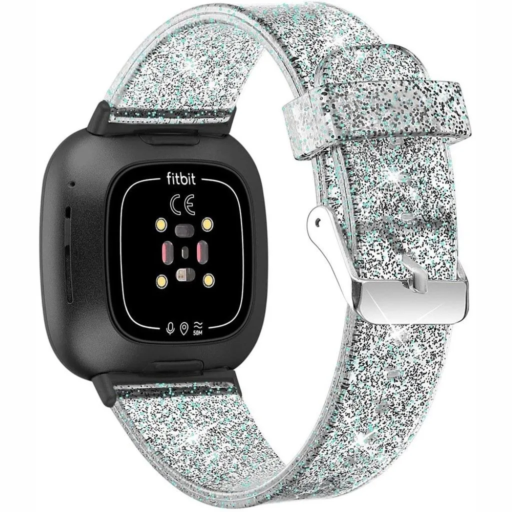 Fitbit Sense / Versa 3 glittering powder TPU watch strap - Black