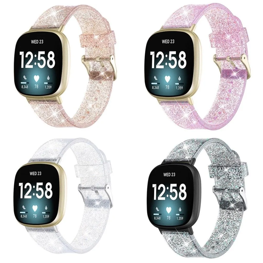 Fitbit Sense / Versa 3 glittering powder TPU watch strap - Black