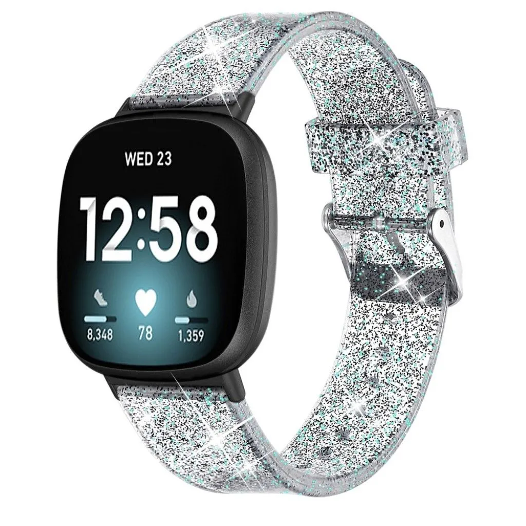 Fitbit Sense / Versa 3 glittering powder TPU watch strap - Black