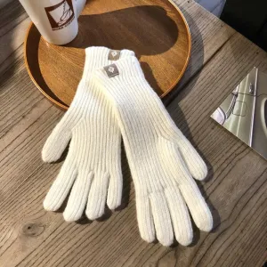 Fluffy and Warm Solid-Colored Knitted Winter Gloves