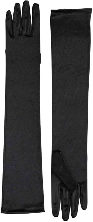 Forum Novelties Long Satin Gloves - Black