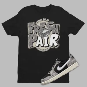 Fresh Pair Shirt Matching Air Jordan 1 Low Black Cement