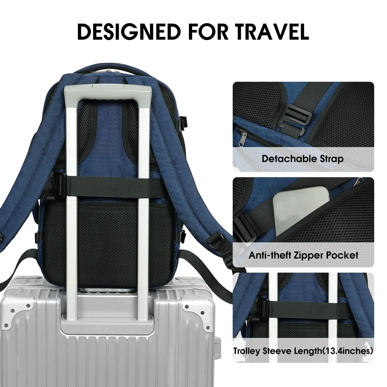 Full Opening Travel Hand Luggage Backpack with Wet Pocket