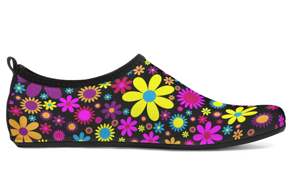 Funky Retro Flowers Water Shoes