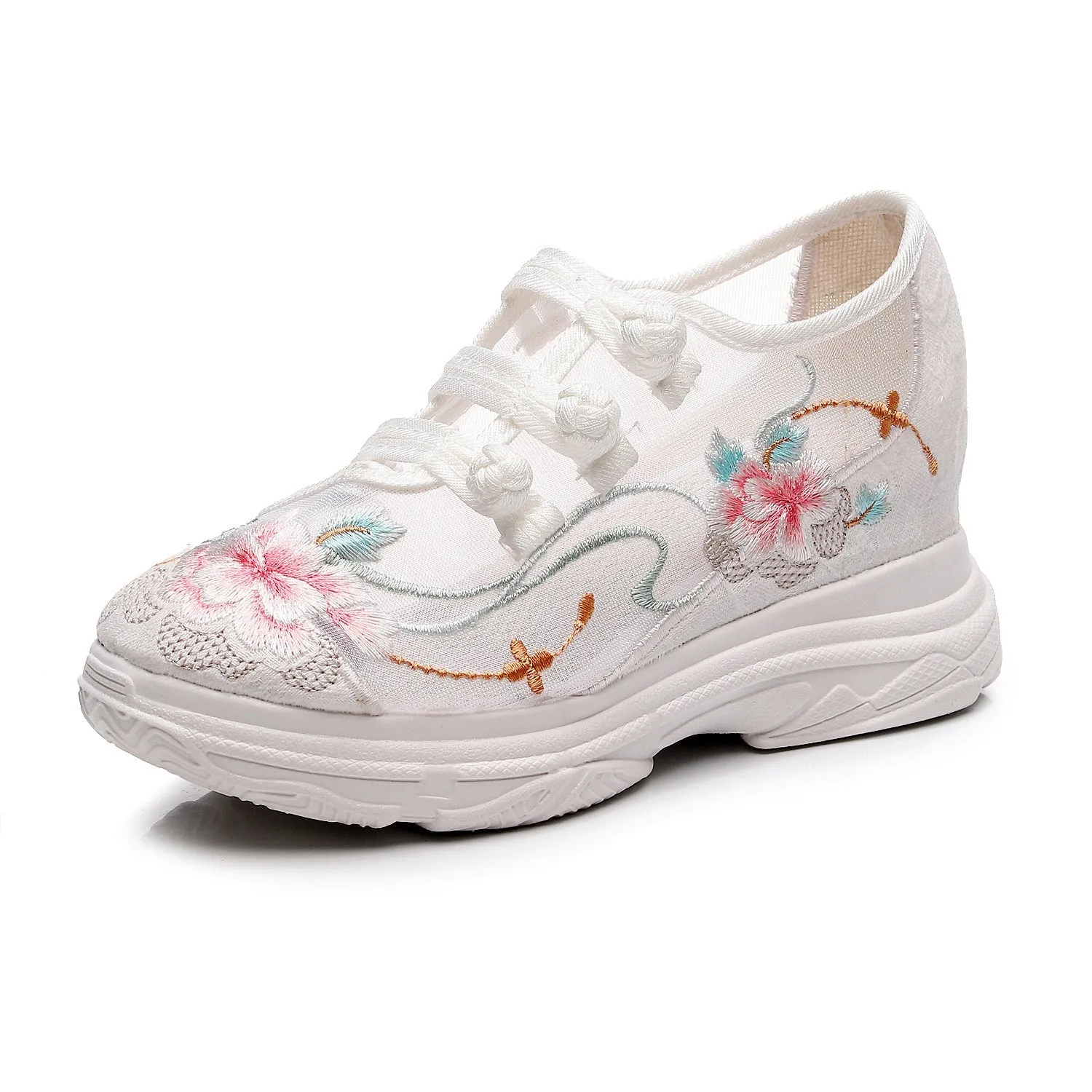 Garden Height Increasing Insole Embroidered Thickened Canvas Shoes