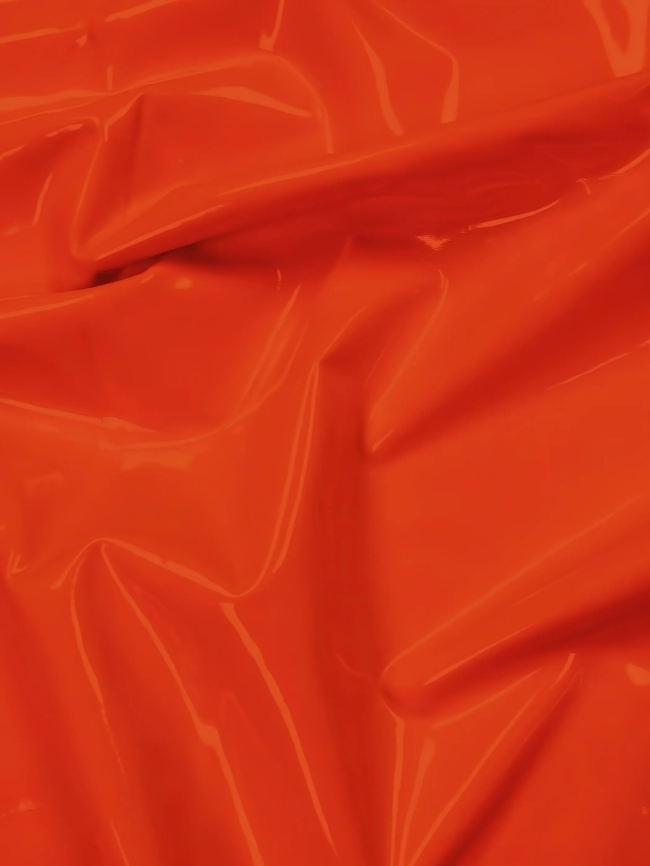 Glossy Stretch Fetish Patent Vinyl Spandex Fabric / Orange / Sold By The Yard