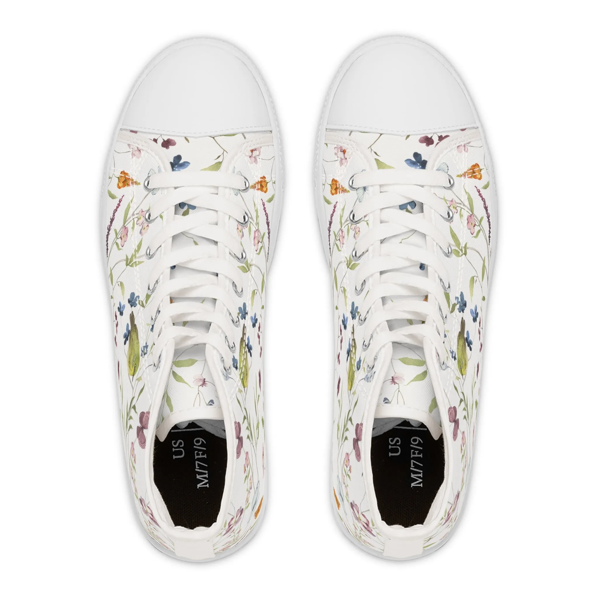 Green Bird FlowerWomen's High Top Sneakers