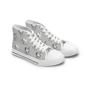 Grey Horses Women's High Top Sneakers