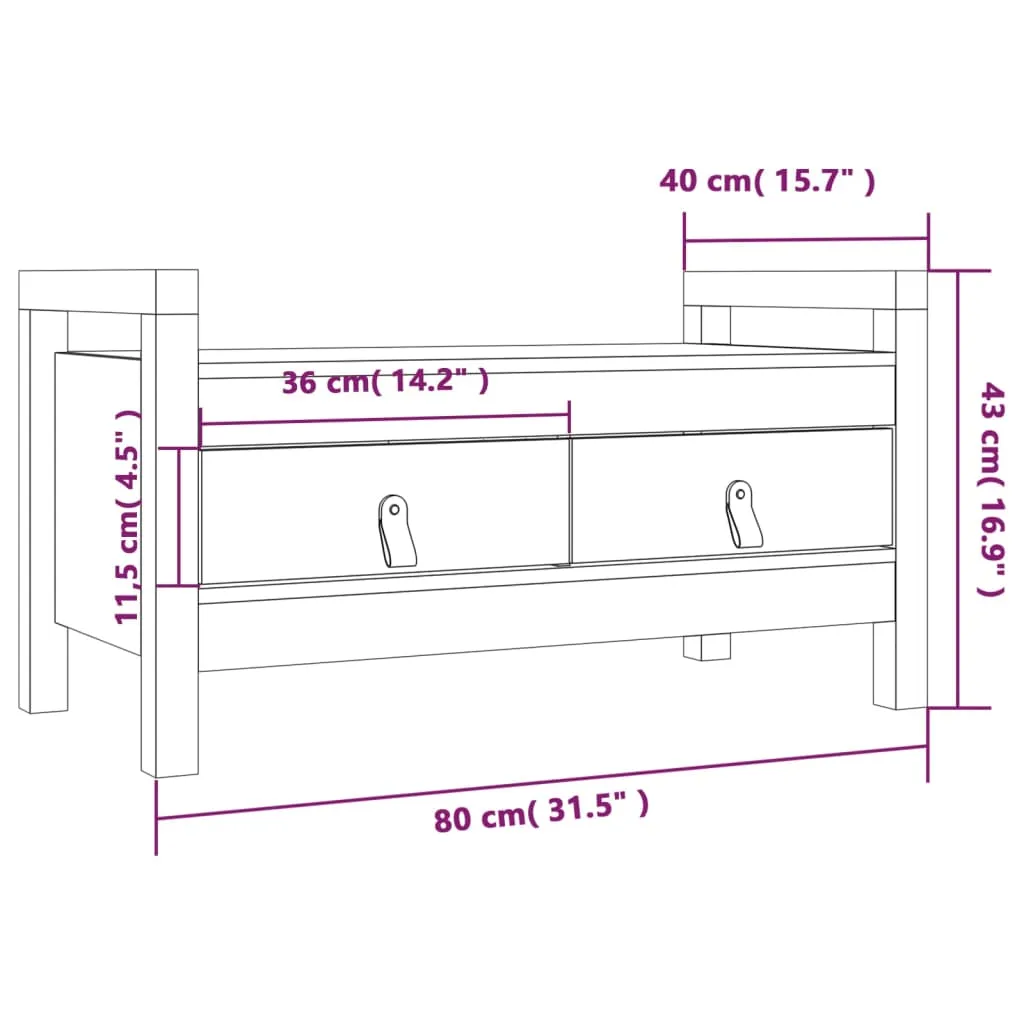 Hall Bench 80x40x43 cm Solid Wood Pine