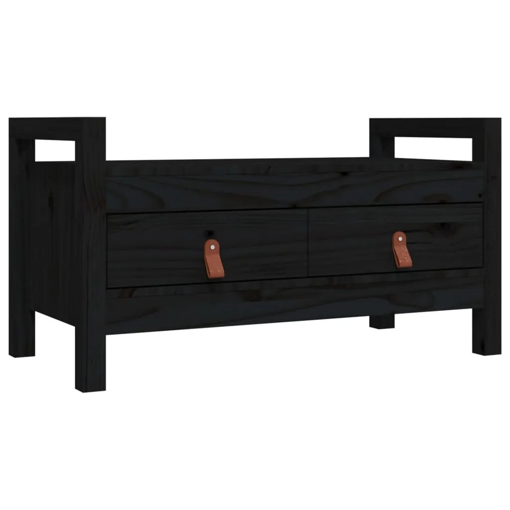 Hall Bench Black 80x40x43 cm Solid Wood Pine