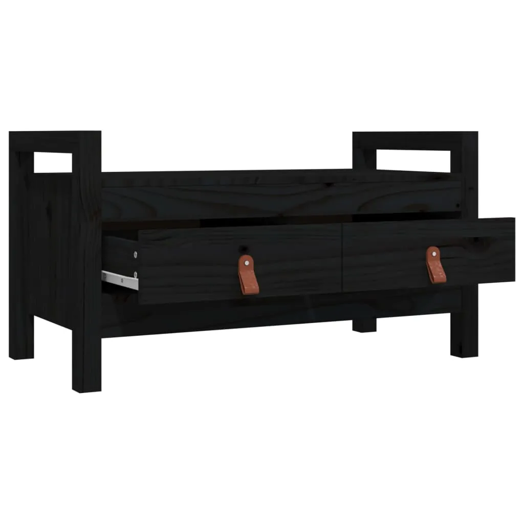 Hall Bench Black 80x40x43 cm Solid Wood Pine