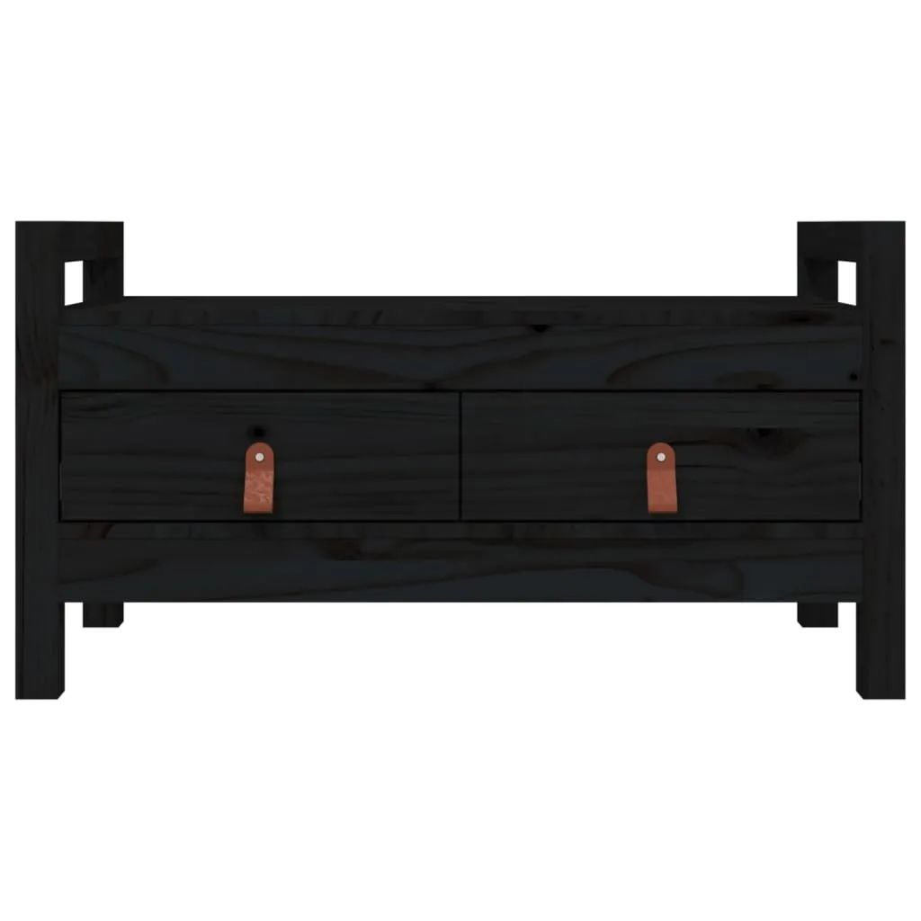 Hall Bench Black 80x40x43 cm Solid Wood Pine