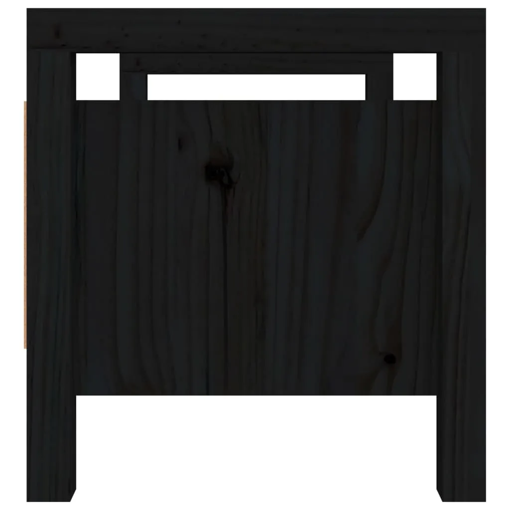 Hall Bench Black 80x40x43 cm Solid Wood Pine