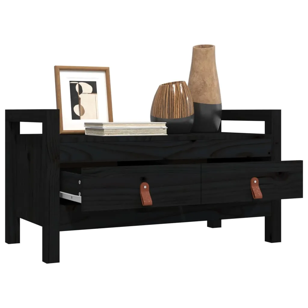 Hall Bench Black 80x40x43 cm Solid Wood Pine