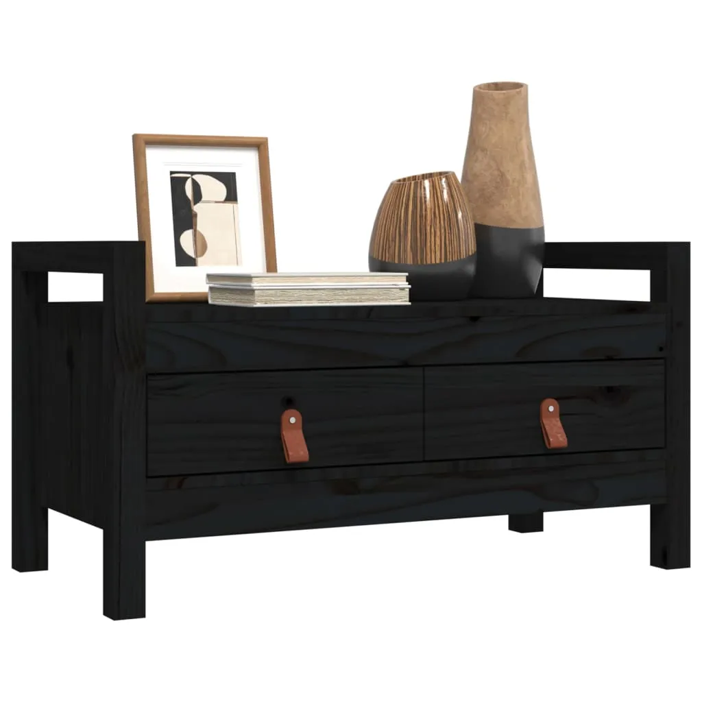 Hall Bench Black 80x40x43 cm Solid Wood Pine