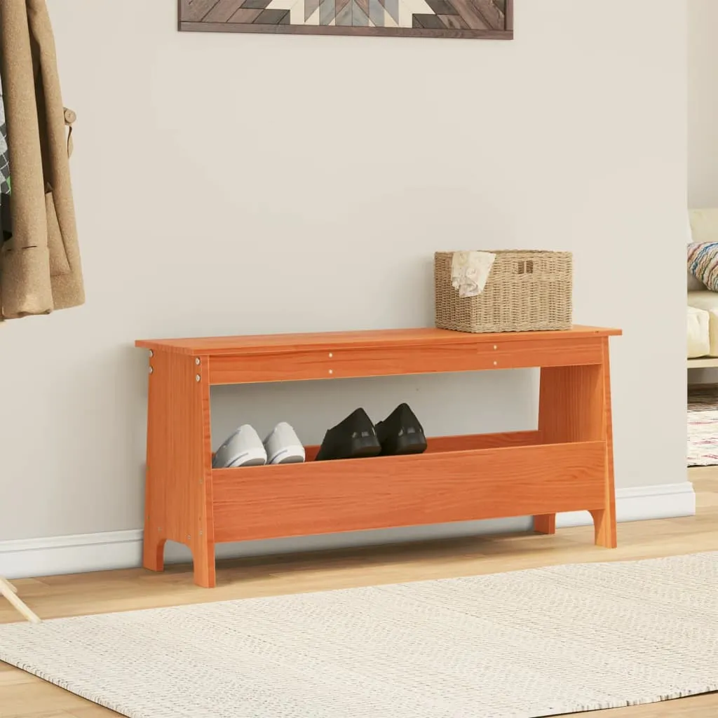 Hall Bench Wax Brown 100x28x45 cm Solid Wood Pine