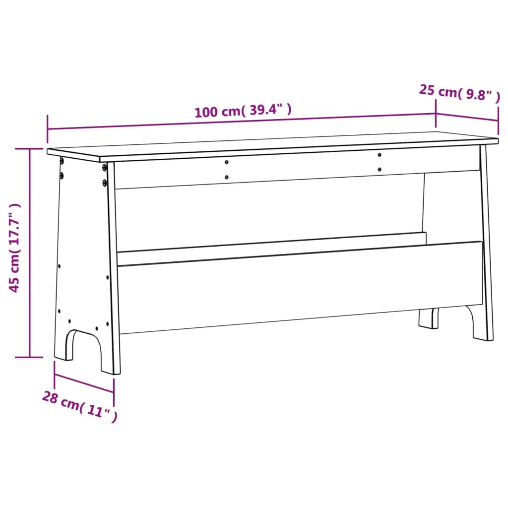 Hall Bench Wax Brown 100x28x45 cm Solid Wood Pine