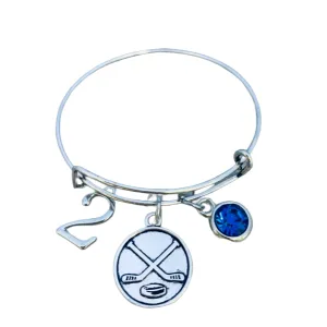 Ice Hockey Birthstone & Number Bangle