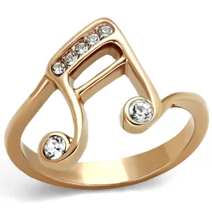 IP Rose Gold(Ion Plating) Stainless Steel Ring with Top Grade Crystal in Clear for Women Style TK2130