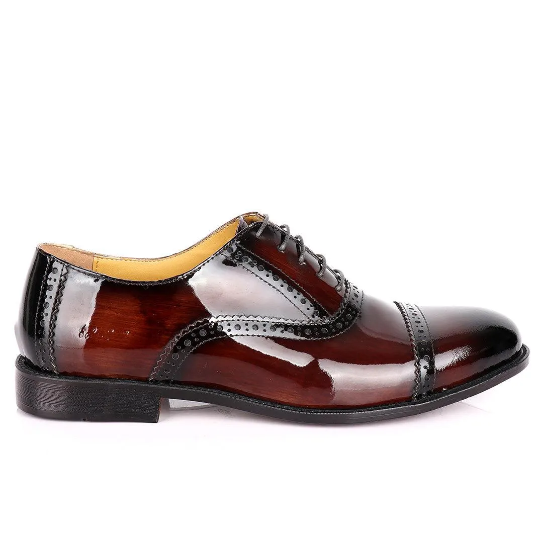 John Foster Patent Oxford Designed Leather -Brown