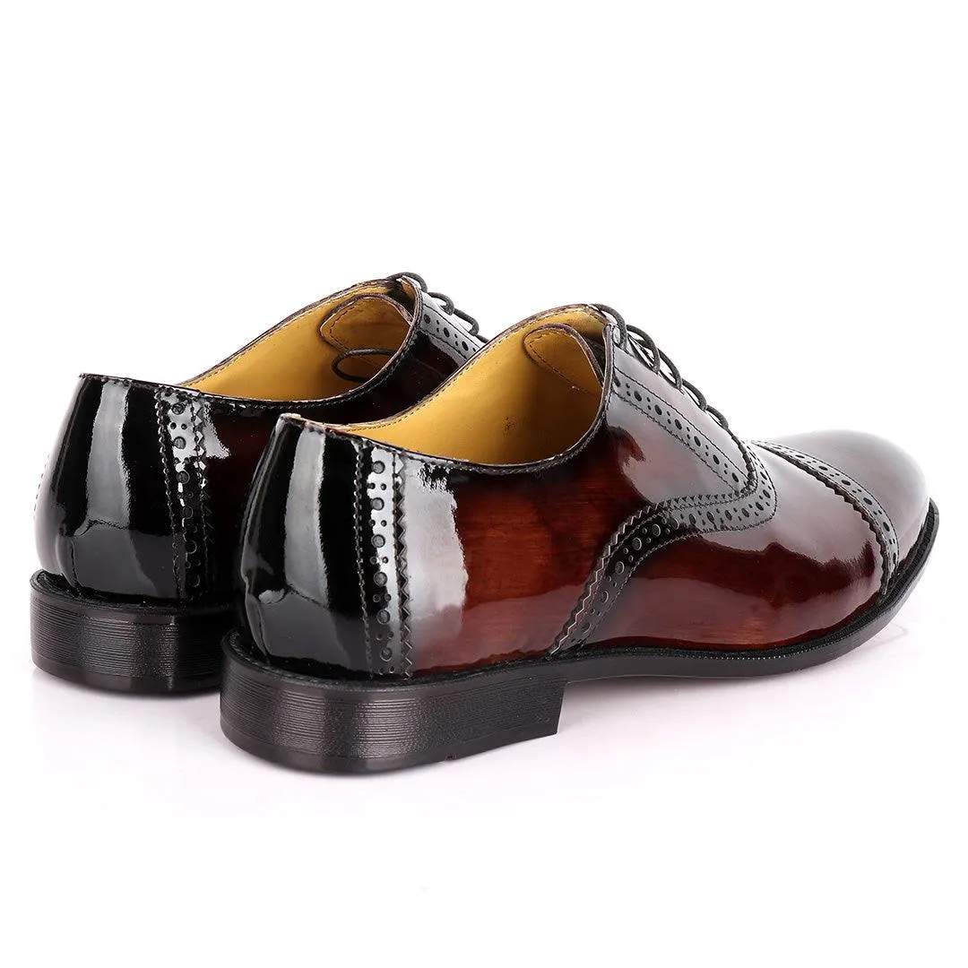 John Foster Patent Oxford Designed Leather -Brown