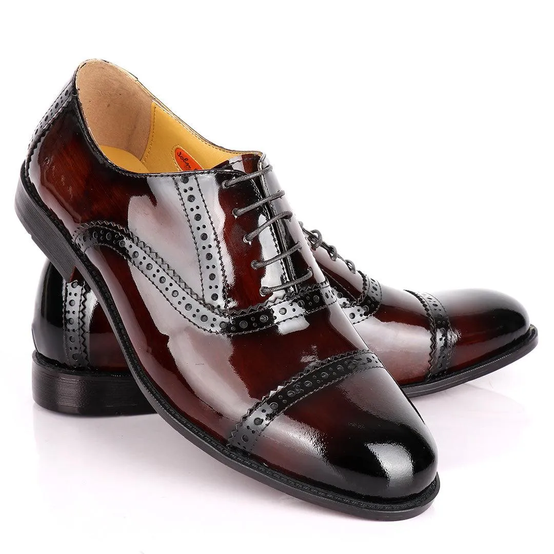 John Foster Patent Oxford Designed Leather -Brown