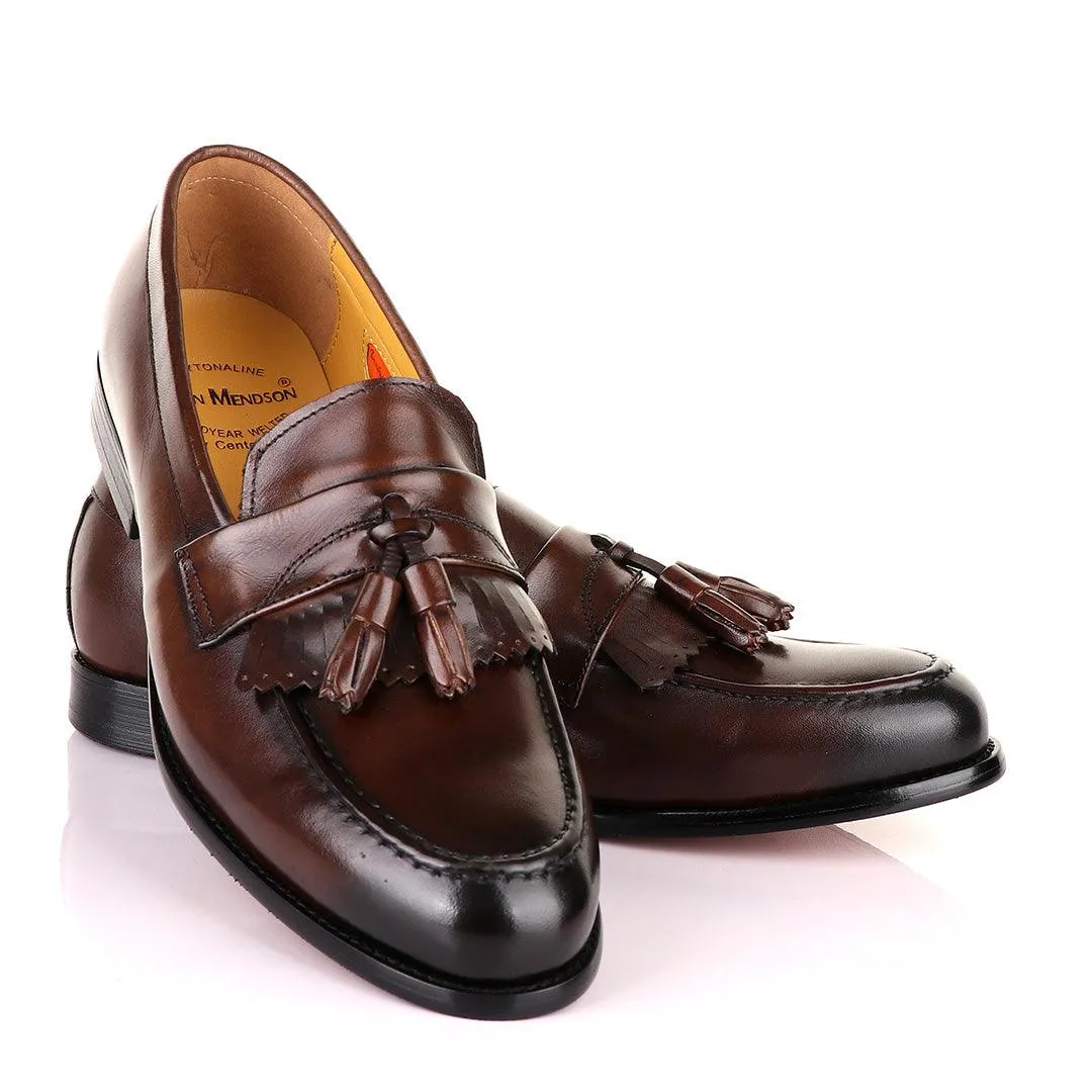 John Mendson Coffee Brown Leather Tassel Loafers