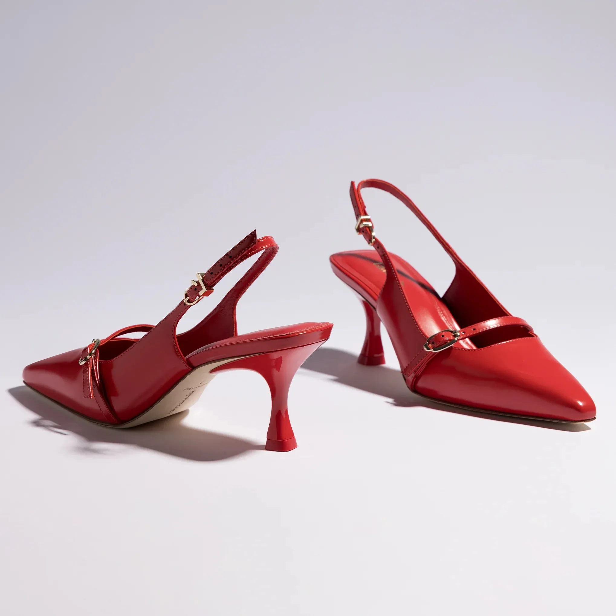 Larroude Ines Pump In Scarlet Leather