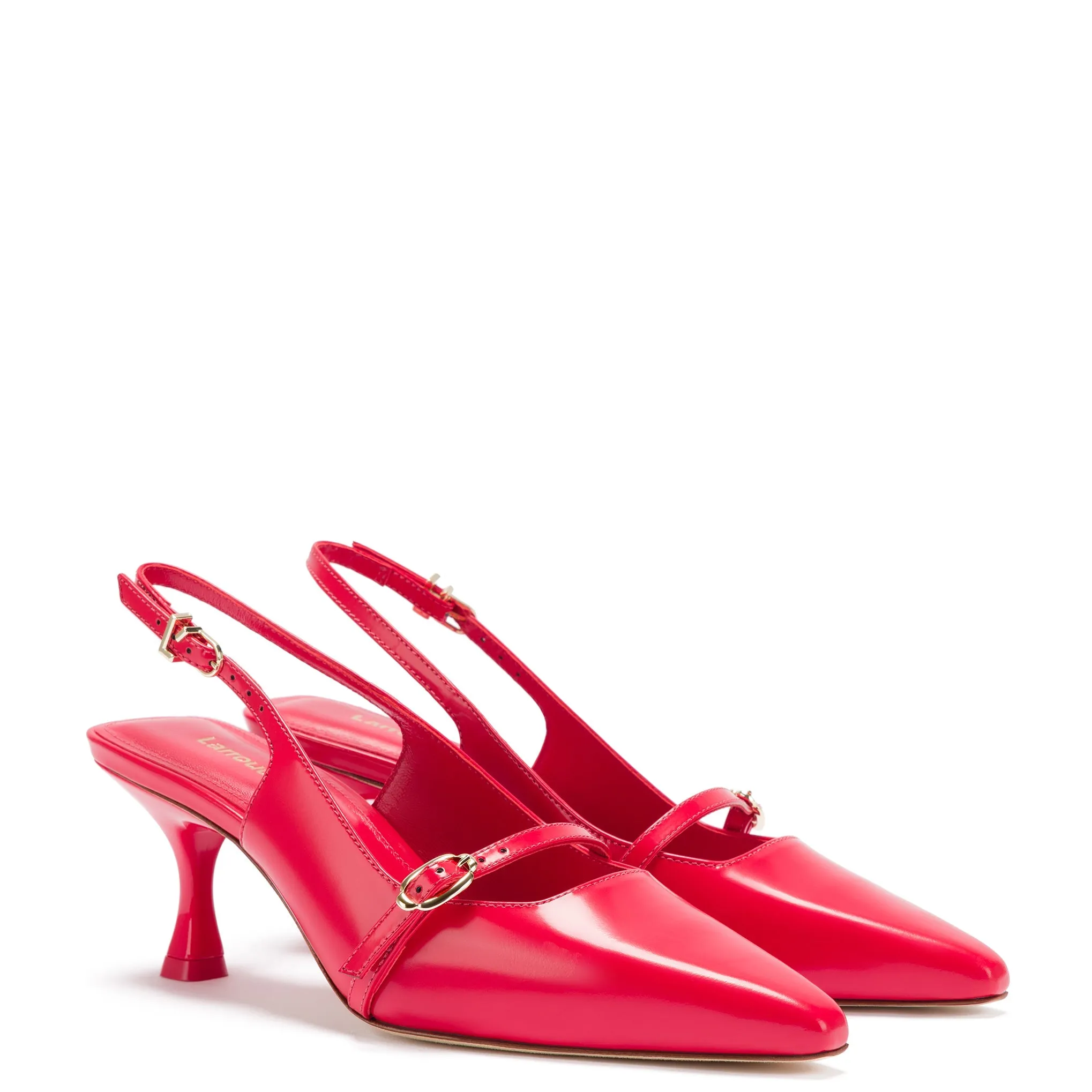 Larroude Ines Pump In Scarlet Leather