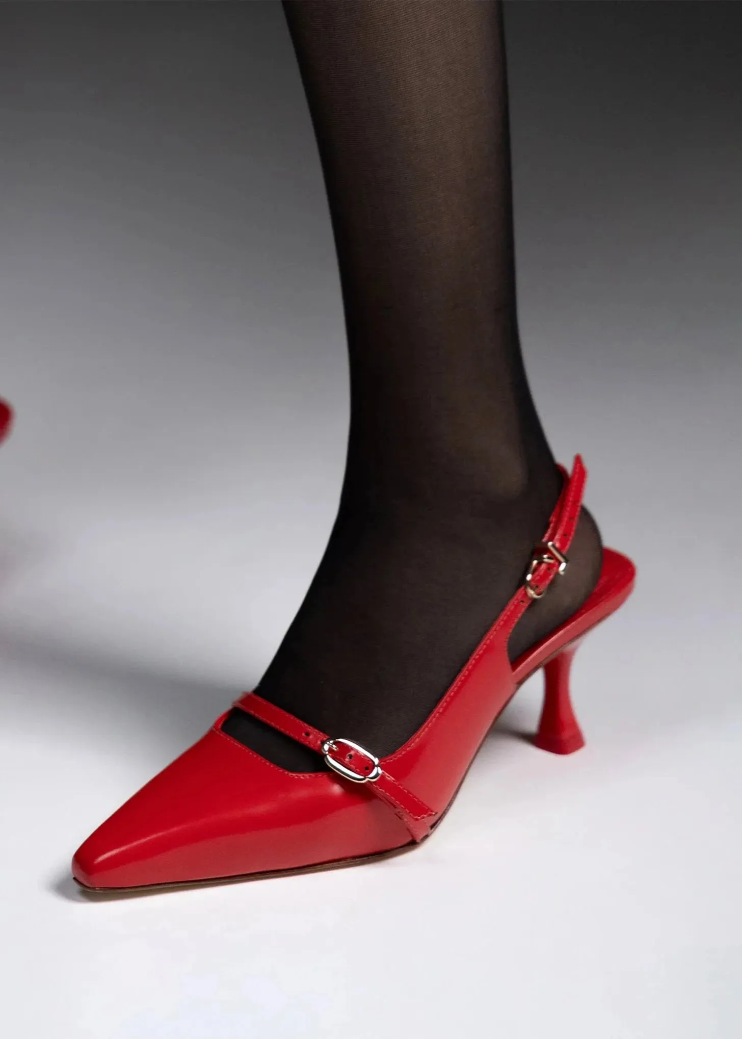 Larroude Ines Pump In Scarlet Leather