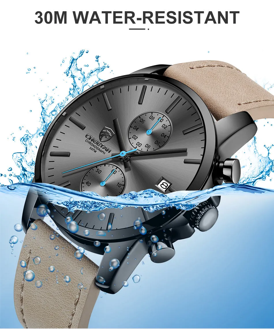 Leather Sports Quartz Men Watch